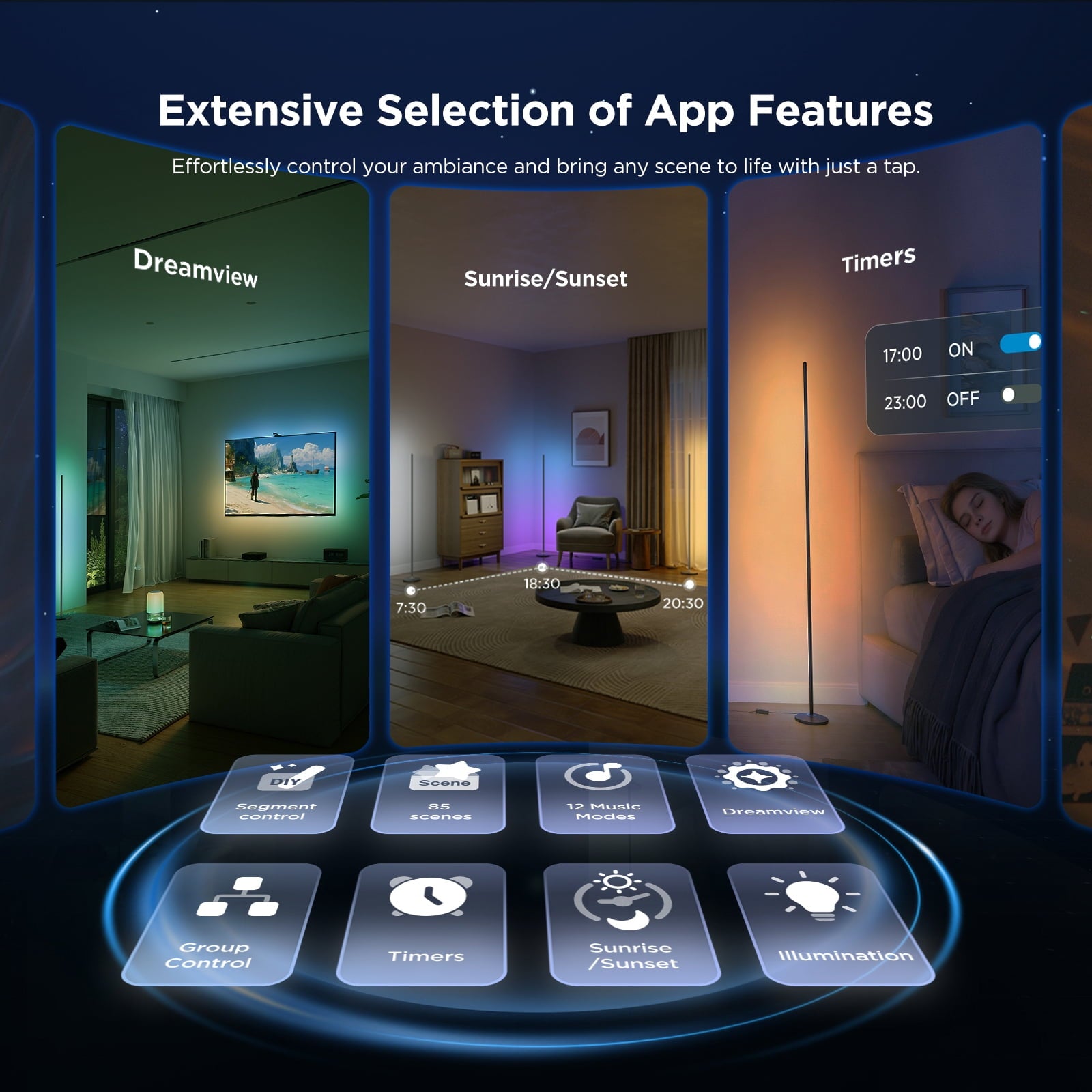 Cozylumi™ Govee Smart RGBICW Floor Lamp
