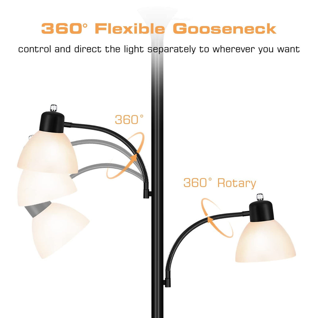 Cozylumi™ Floor Lamps for Living Room, Floor Lamp with 8W Adjustable Reading Lights