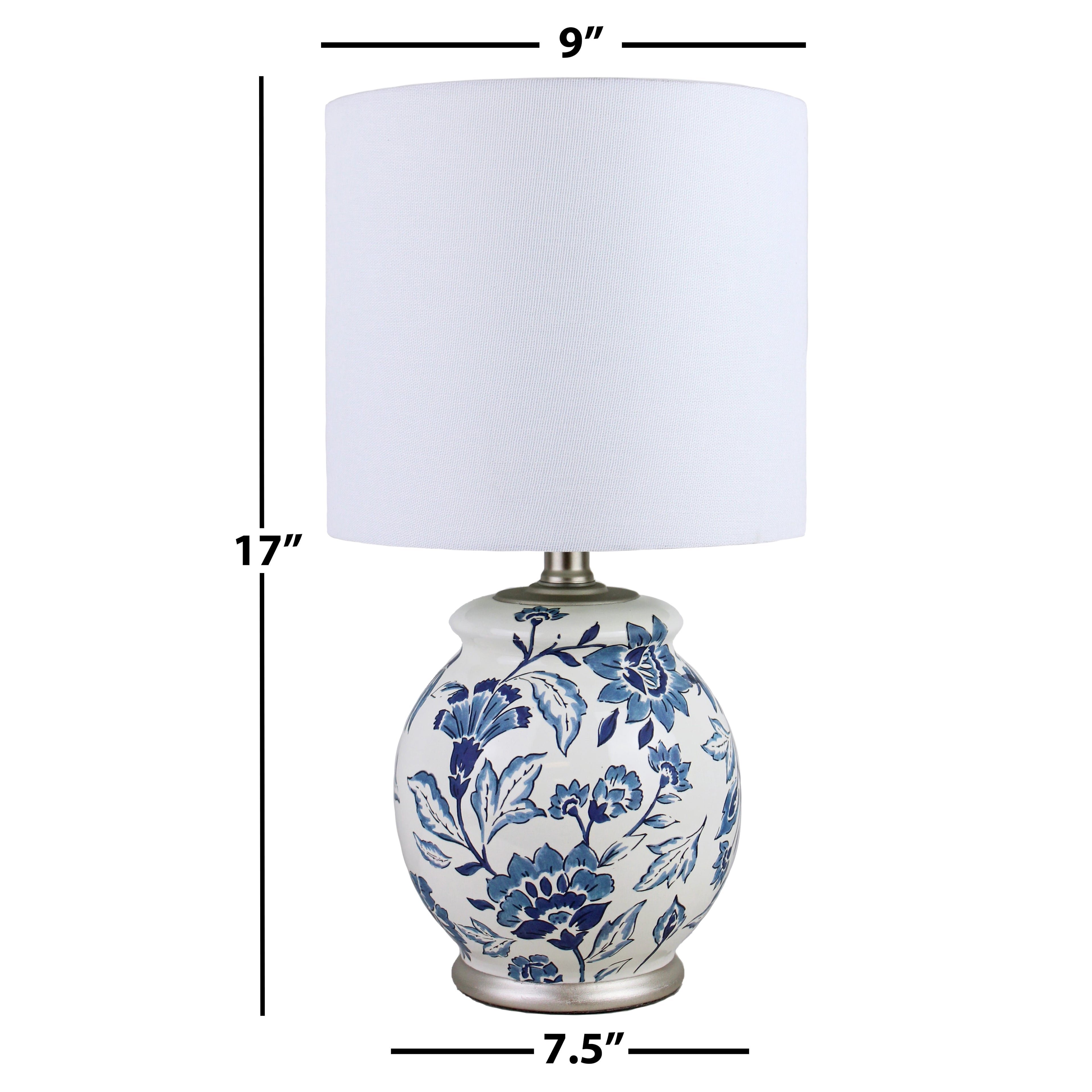 Cozylumi™ Floral Ceramic Lamp with Shade, 17"