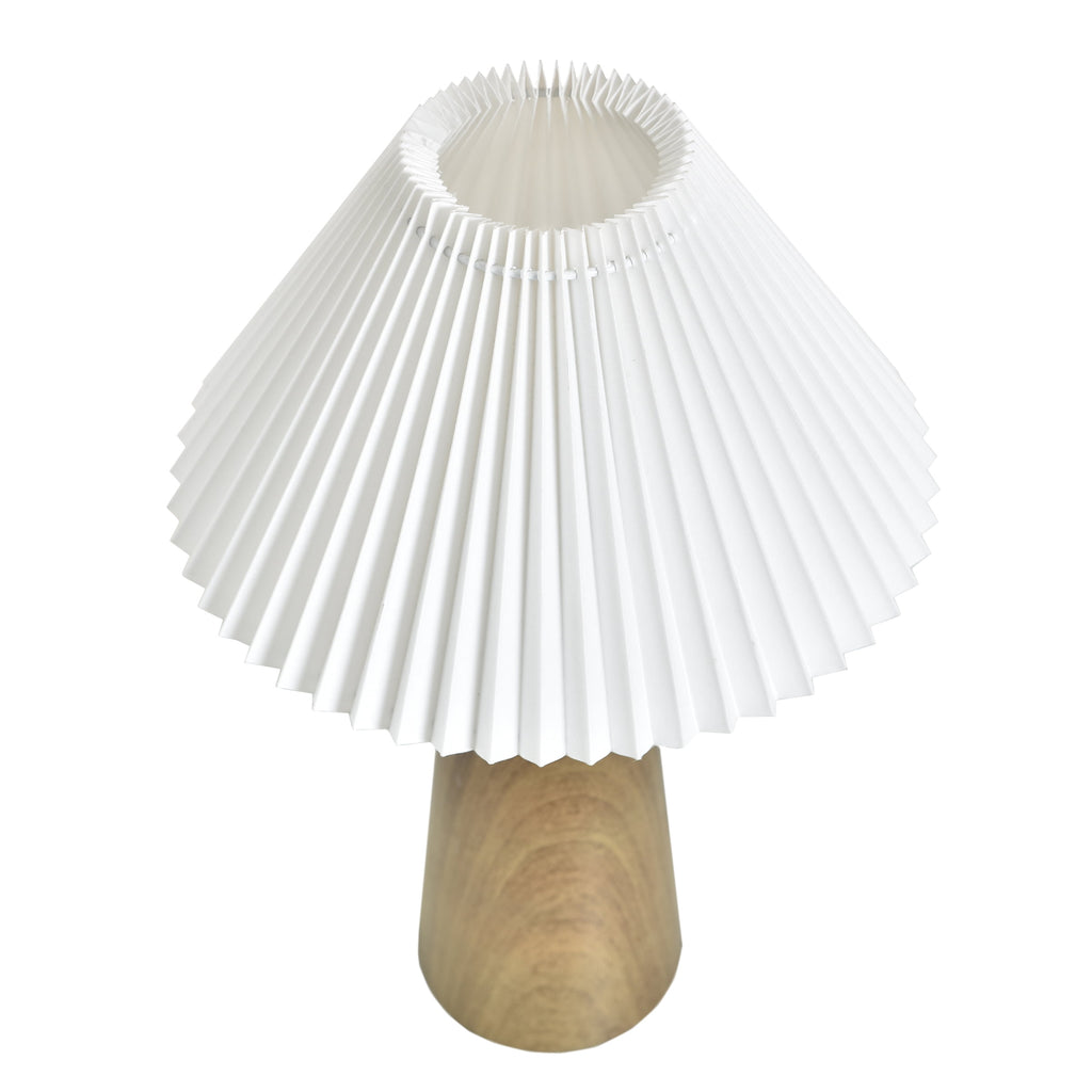 Cozylumi™ Table Lamp, Wood Grain Finish with Pleated Shade