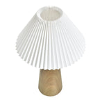Cozylumi™ Table Lamp, Wood Grain Finish with Pleated Shade