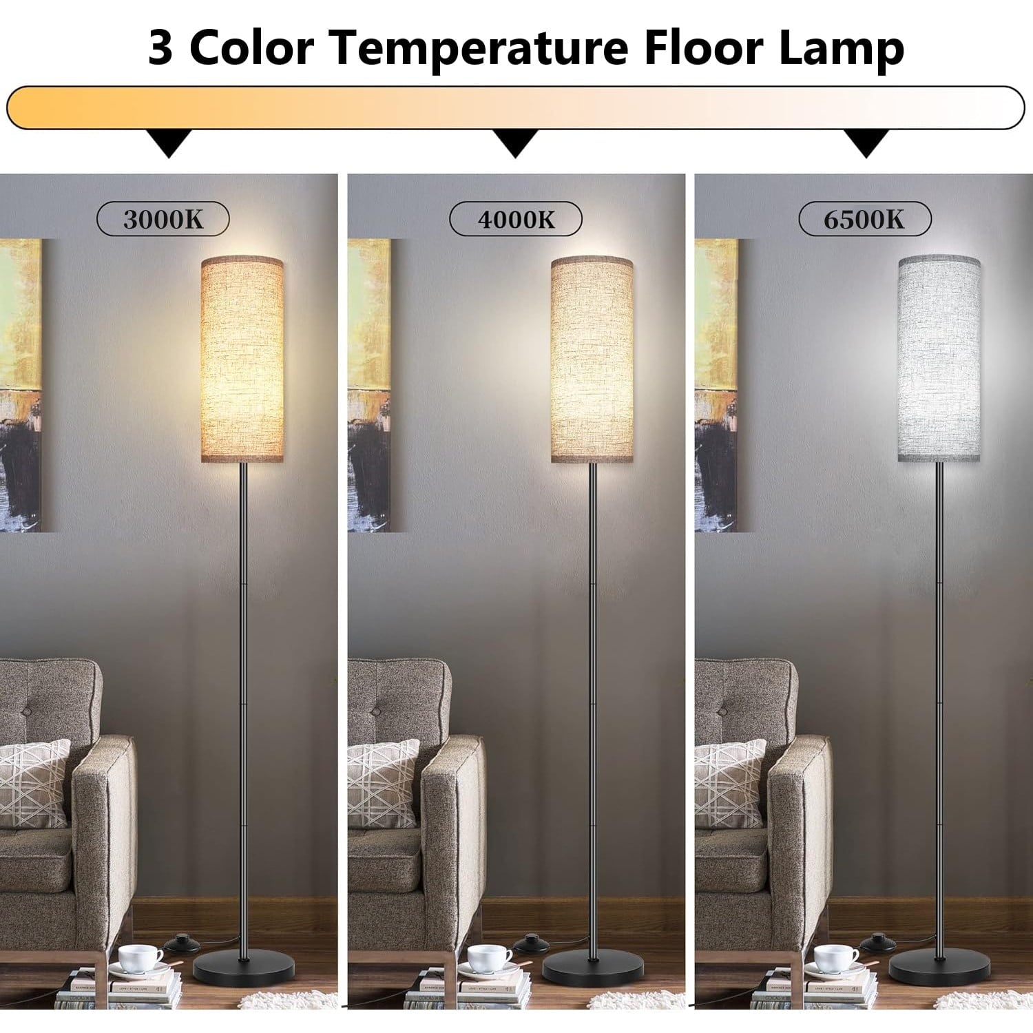 Cozylumi™ BN-LINK Dimmable Floor Lamp with 3 Color Temperatures, Standing Lamp with LED