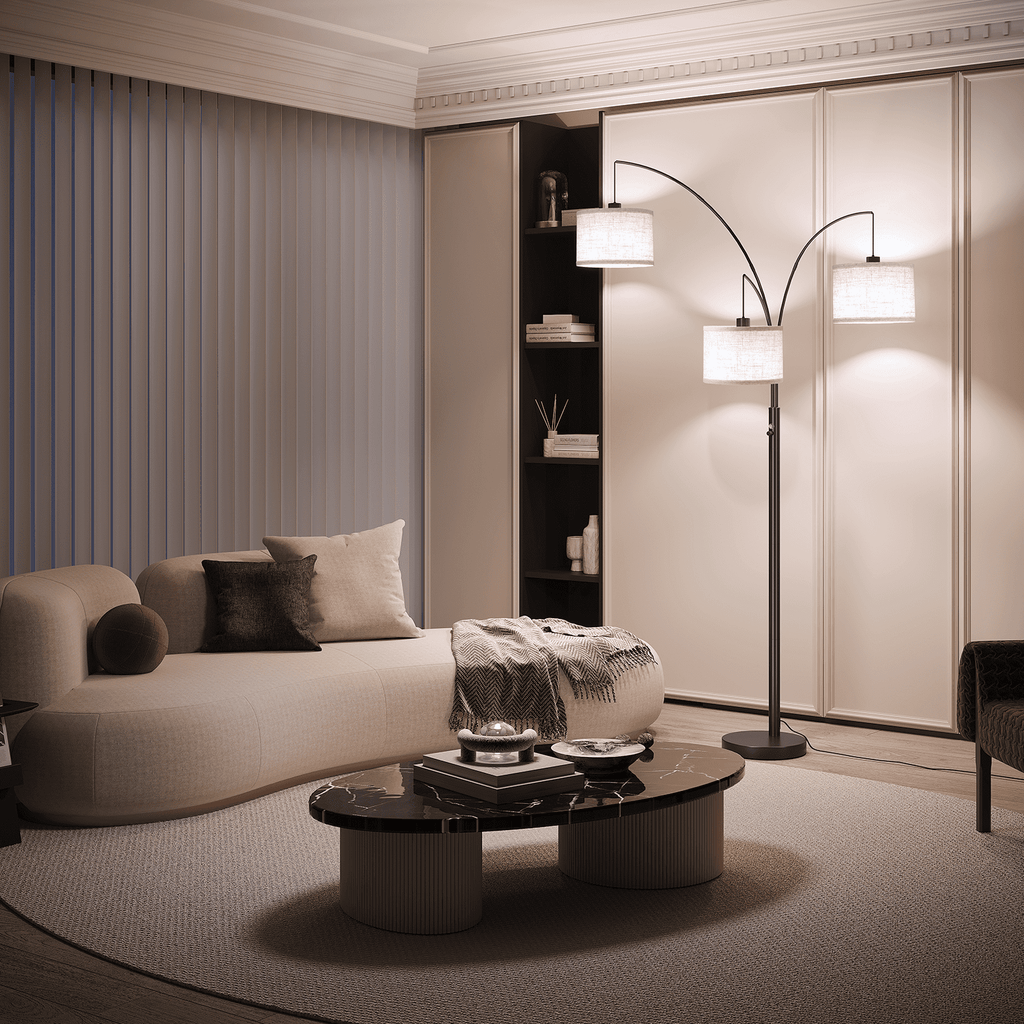 Cozylumi™ 3 Lights Floor Lamp for Living Room, 78" Tall Standing Lamp with Hanging Drum