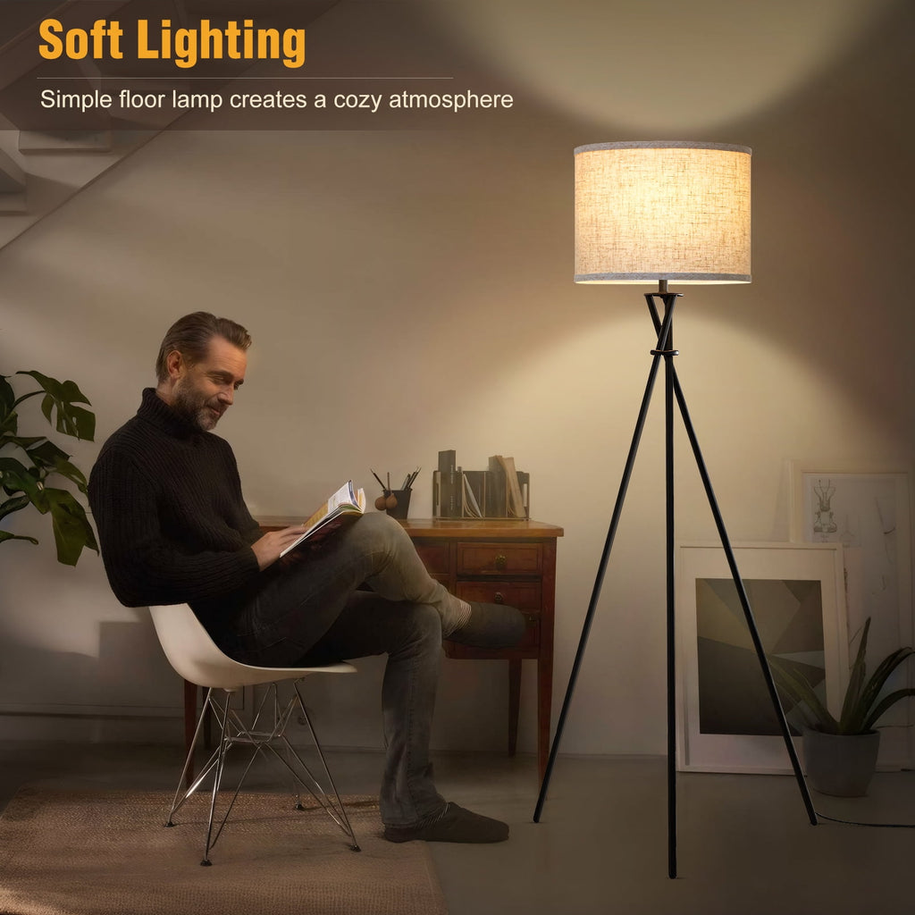 Cozylumi™ Black Tripod Floor Lamp, Mid Century Standing Lamp for Living Room,61" Tall