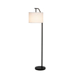 Cozylumi™ 62 in Black Metal Angled Downbridge Floor Lamp with White Linen Shade