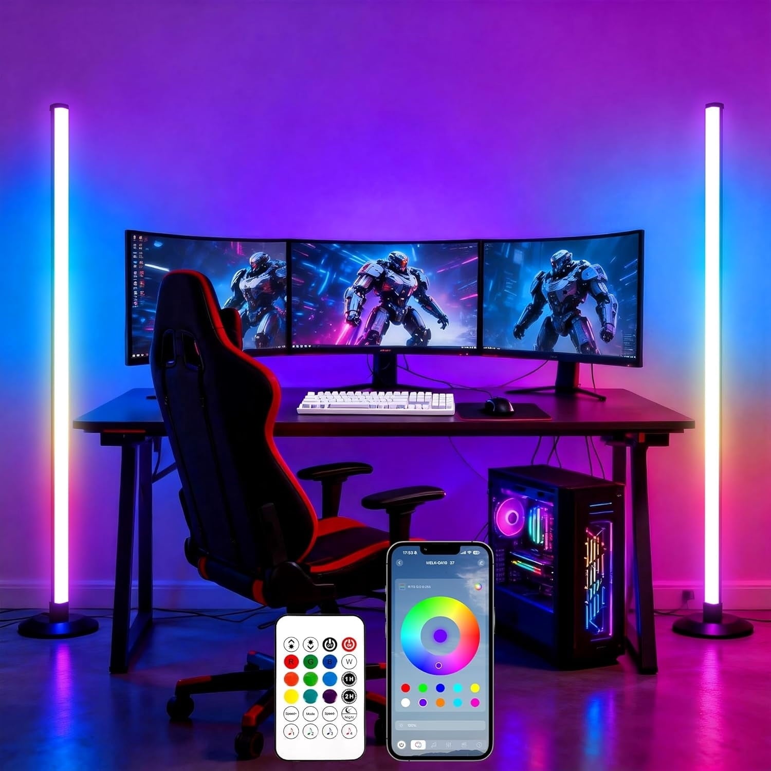 Cozylumi™ Corner Floor Lamp, Smart LED Floor Lamps with App & Remote Control, Music