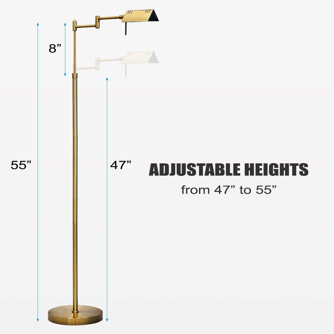 Cozylumi™ OBright Dimmable LED Pharmacy Floor Lamp, 12W LED, Full Range Dimming, 360