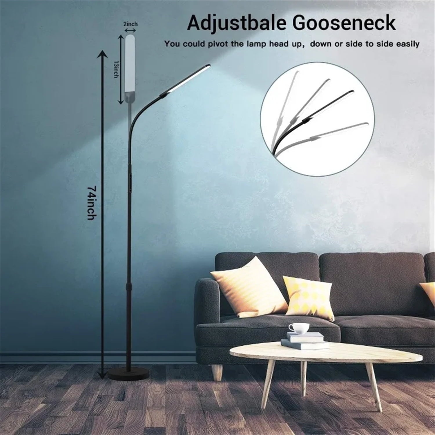 Cozylumi™ Metal LED Floor Lamp, 74''H Modern Touchable Floor Lamp with Remote Control