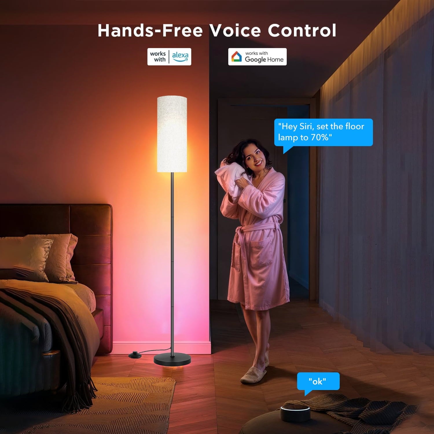 Cozylumi™ BN-LINK RGB Floor Lamp with Timer, Corner Lamp with Music Sync and 16 Million