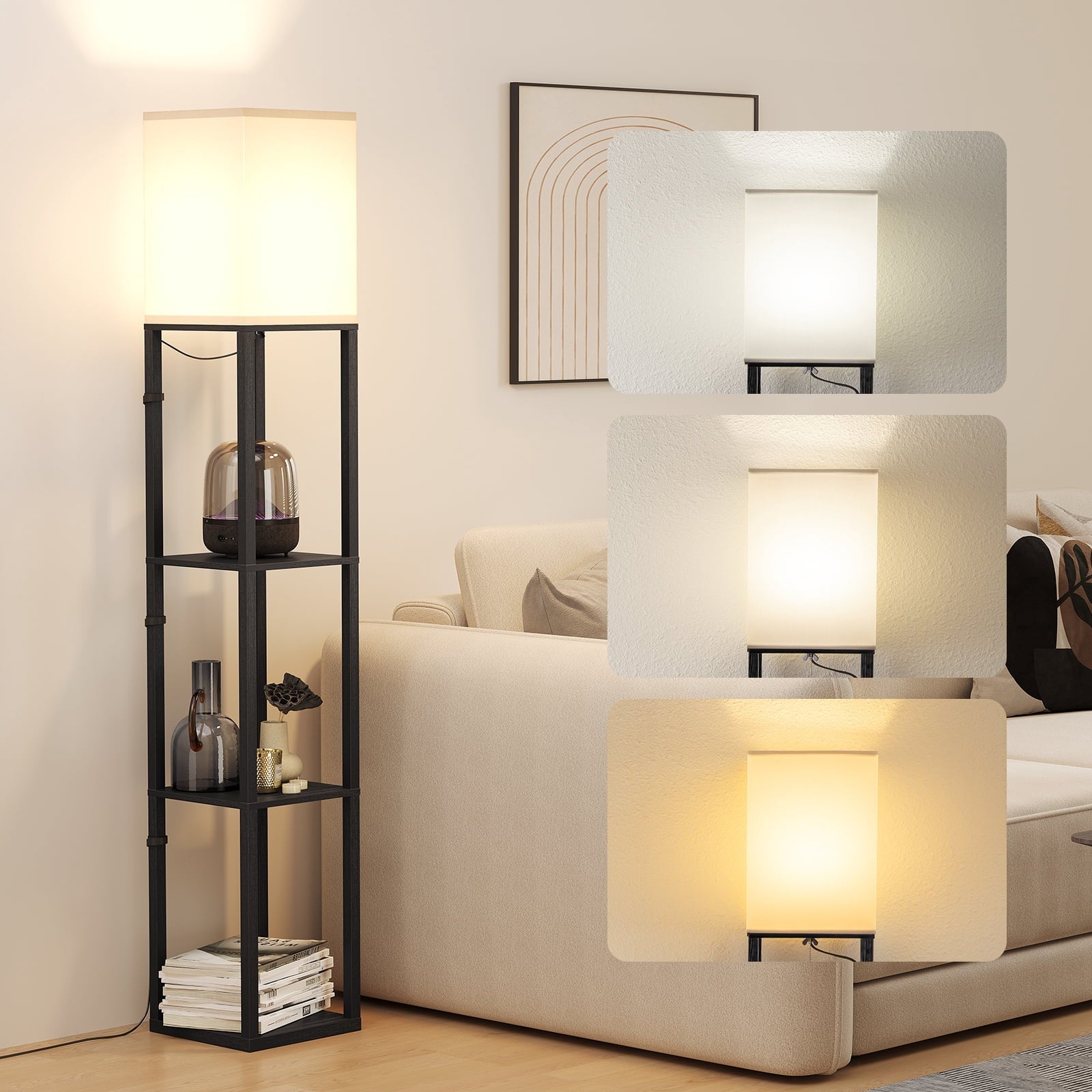 Cozylumi™ 63'' Floor Lamps with Shelves, Home Standing Lamp, Include 1000 Lumens