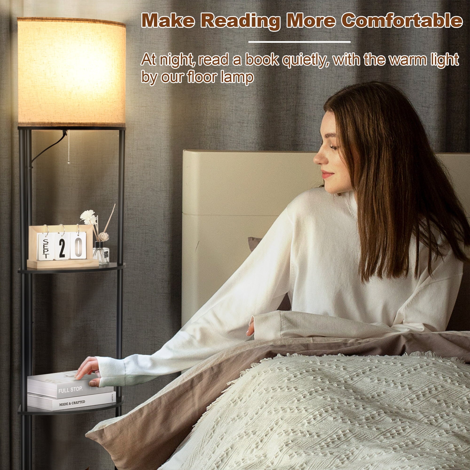 Cozylumi™ Vesteel Corner Floor Lamp for Living Room, Standing Lamps with with 3-Tier