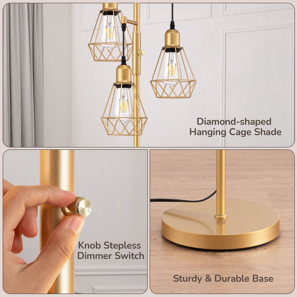Cozylumi™ 70IN Farmhouse Industrial Floor Lamps for Living Room, Dimmable, Metal