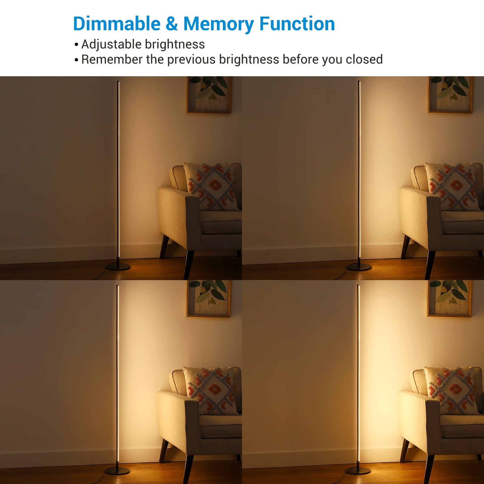 Cozylumi™ DEWENWILS LED Corner Floor Lamp Set of 2, Minimalist Dimmable Mood Lighting