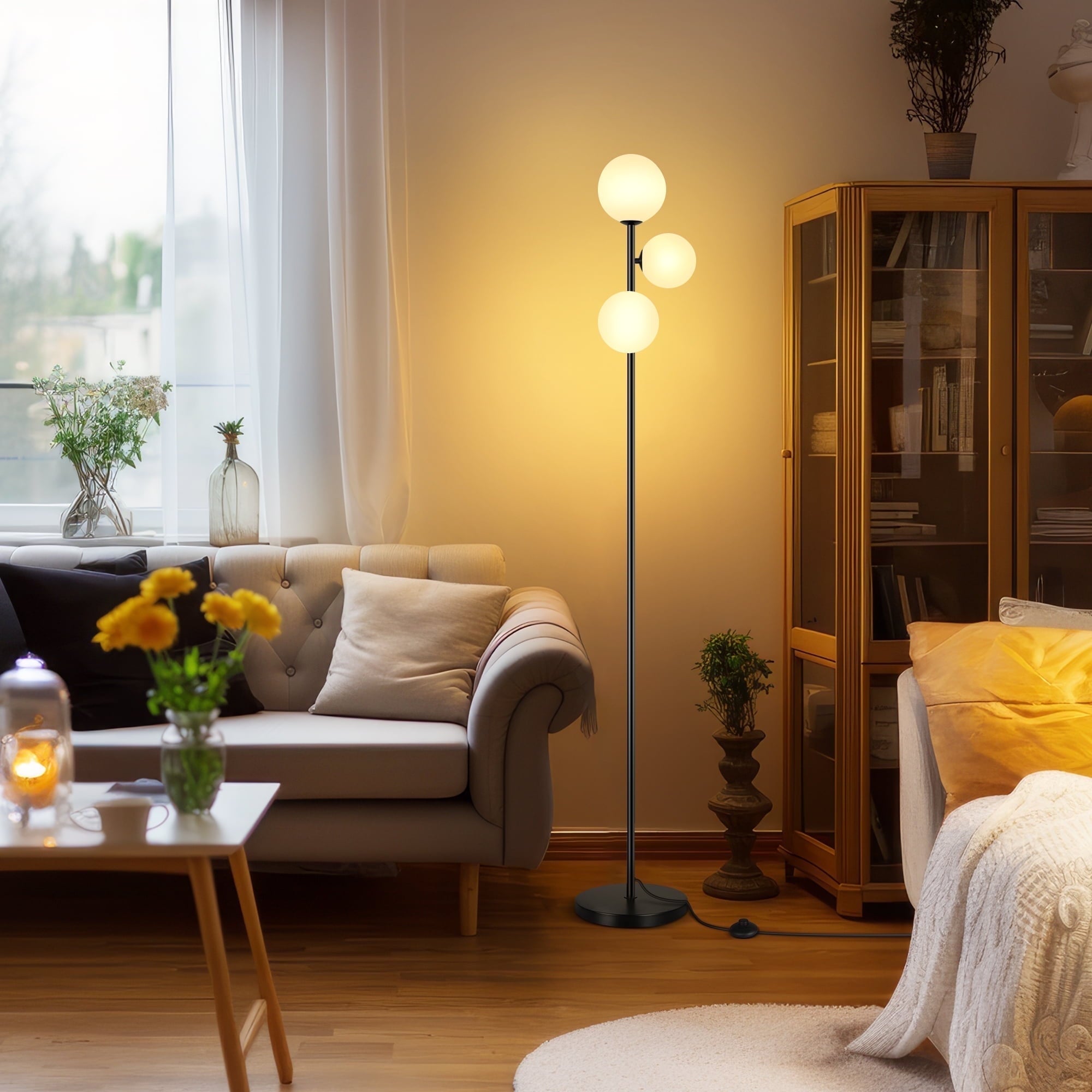 Cozylumi™ 71" Globe Floor Lamp for Living Room Clearance, Modern 3 light Standing Lamp