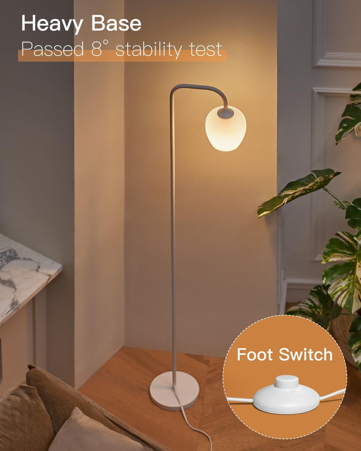 Cozylumi™ ONEWISH 65" Floor Lamp for Living Room, Modern Standing Lamp with Opal Glass