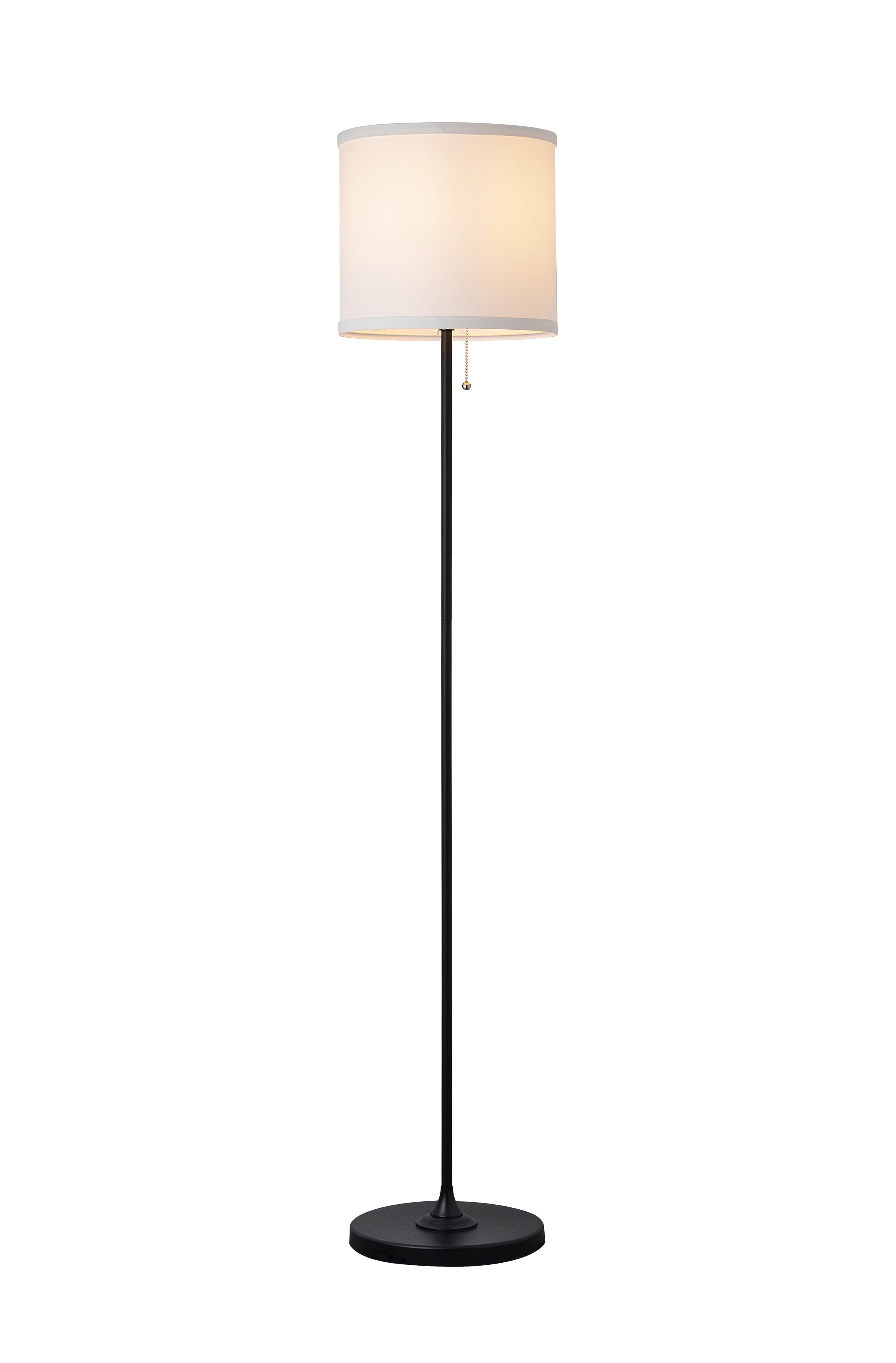 Cozylumi™ 56.5 in Floor Lamp, Black Finish with White Fabric Shade