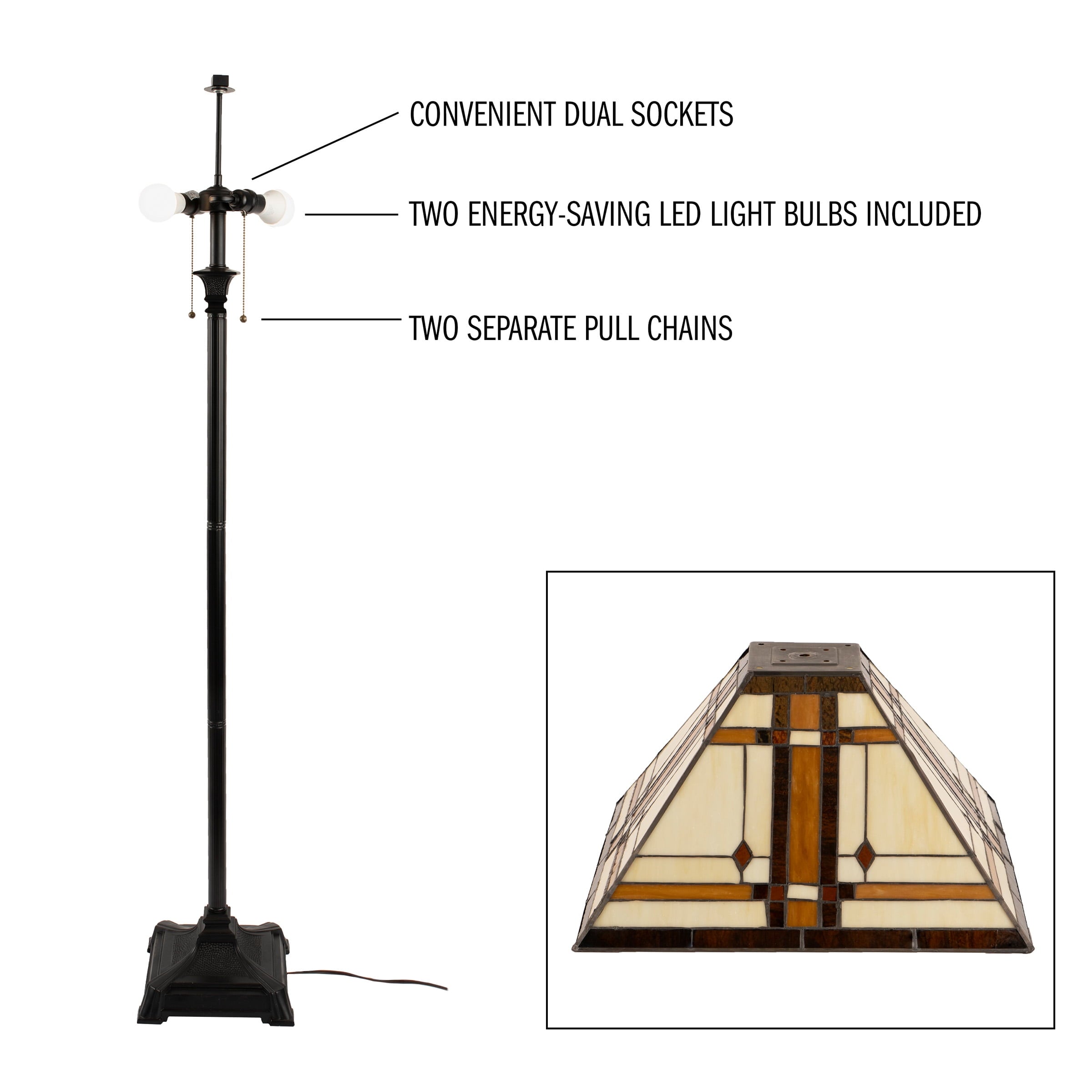 Cozylumi™ 61 Tiffany Style Floor Lamp - Standing Lamp for Bedroom and Living Room with