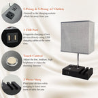 Cozylumi™ IJIL Table Lamp for Bedroom, 15.7" Two Fast USB Charging Ports Touch Desk