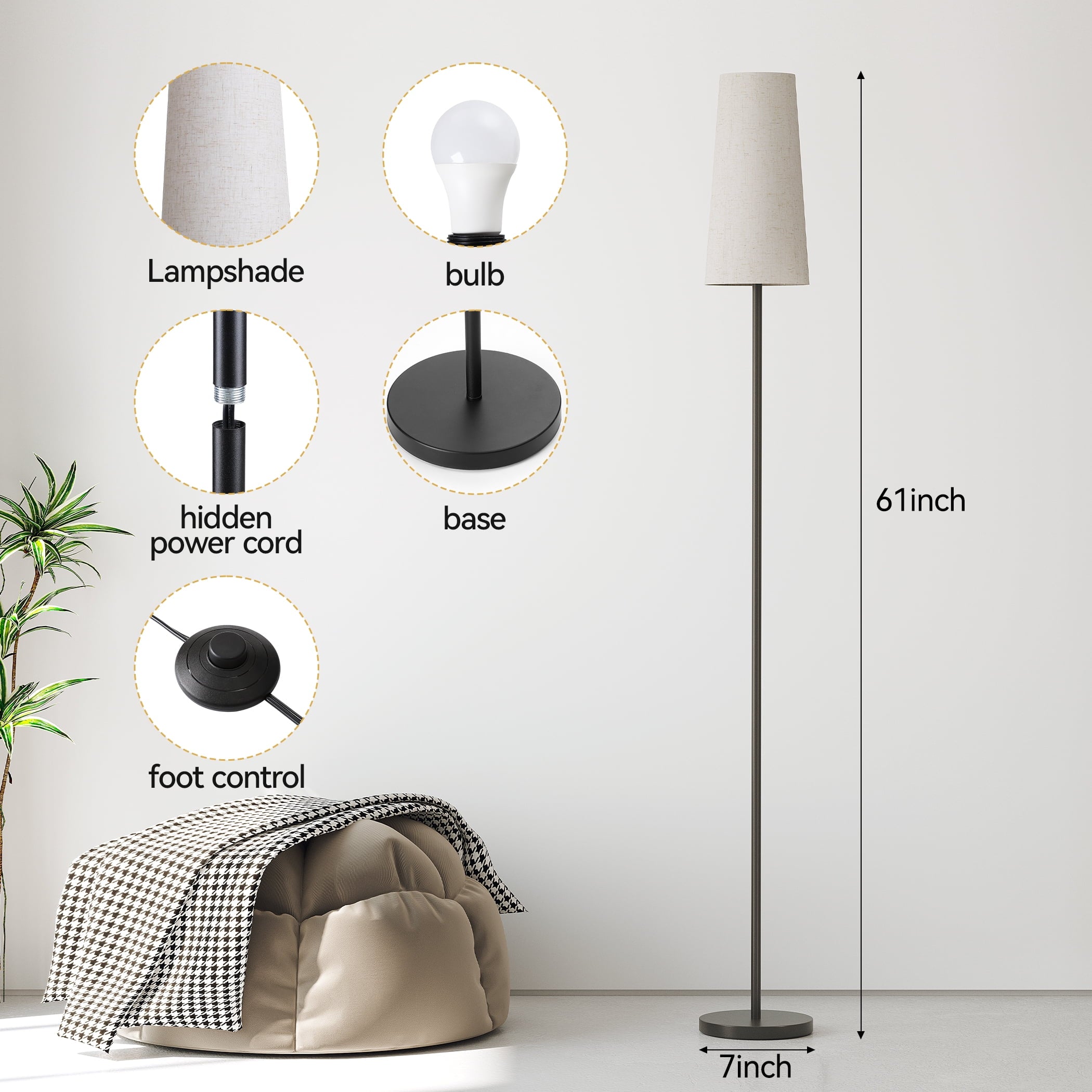 Cozylumi™ Floor Lamp, Floor Lamp for Living Room Modern Standing Lamps with Lampshade 3