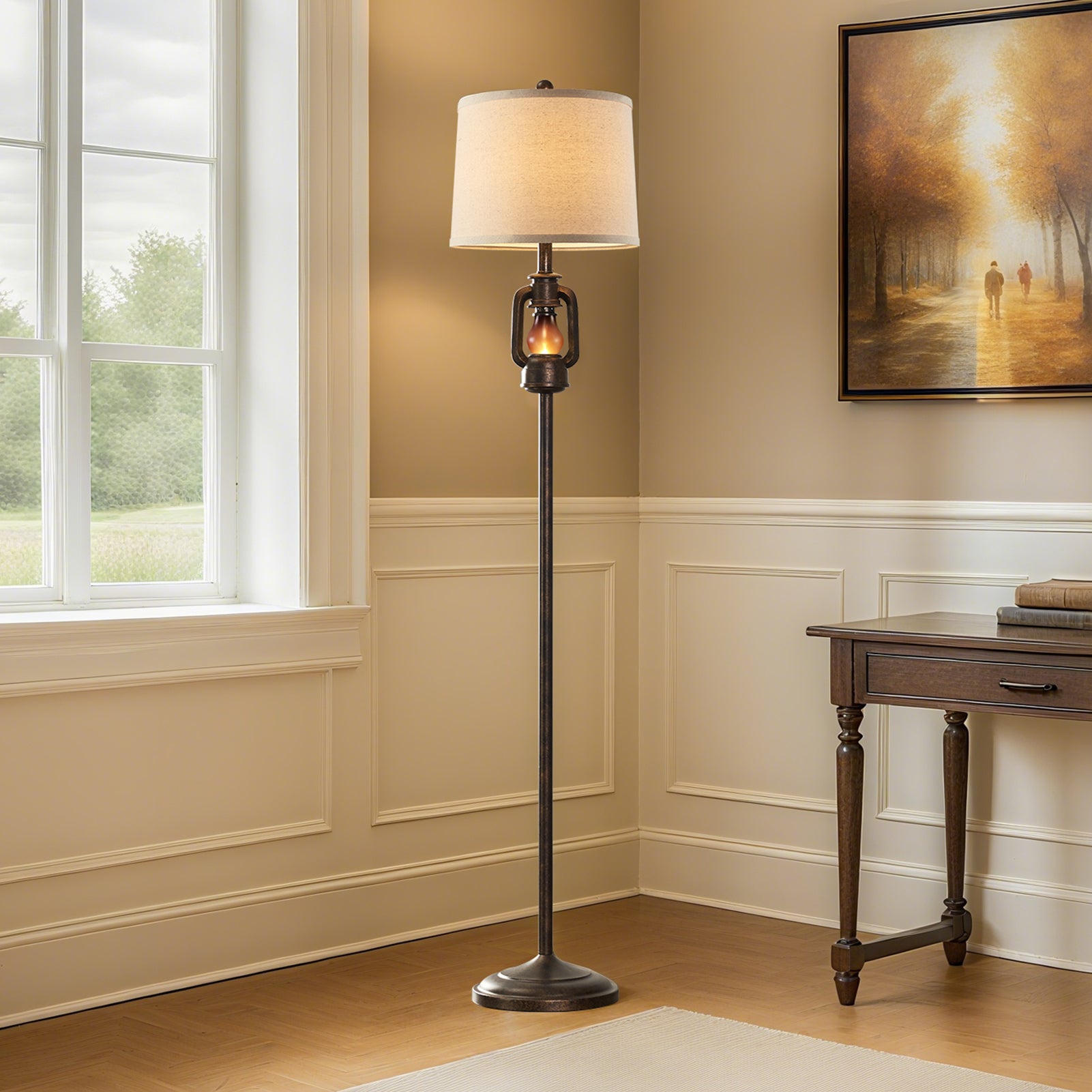 Cozylumi™ JUJUYUYOP 63" Linen Lampshade Living Room Floor Lamp with Lantern-Style Night