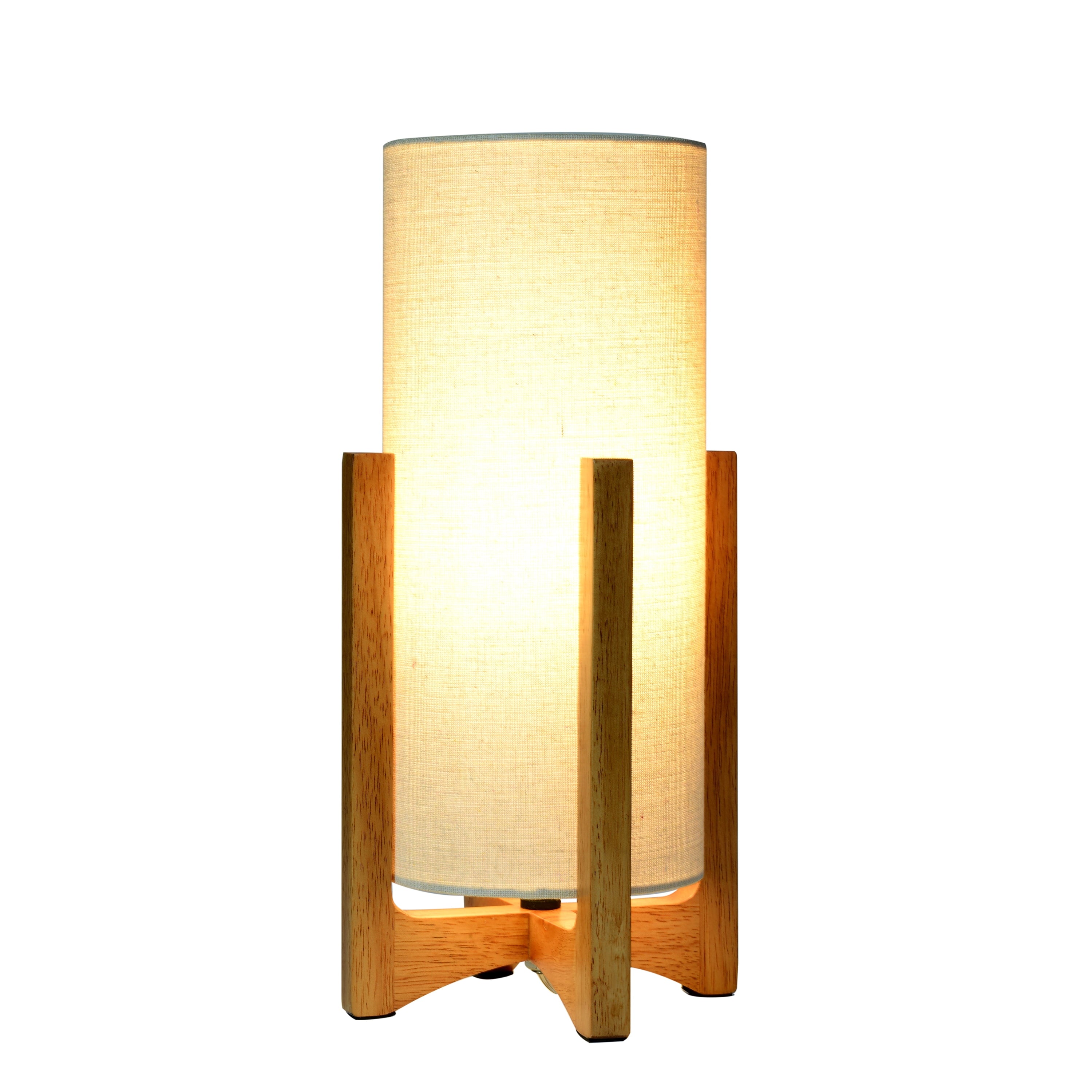 Cozylumi™ 14-Inch Natural Wood Uplight Table Lamp with Linen Shade