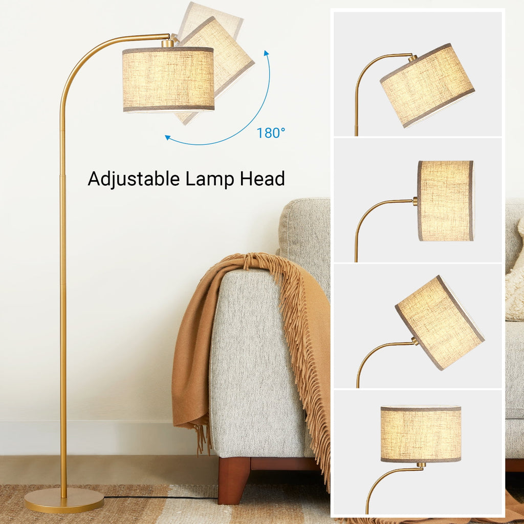 Cozylumi™ DEWENWILS 63.4-Inch Modern Arc Gold Floor Lamps for Living Room, Metal