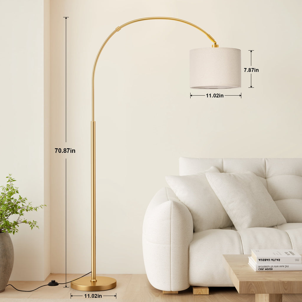 Cozylumi™ NiteLoom 70" Gold Arc Floor Lamps for Living Room, Remote Dimmable Tall