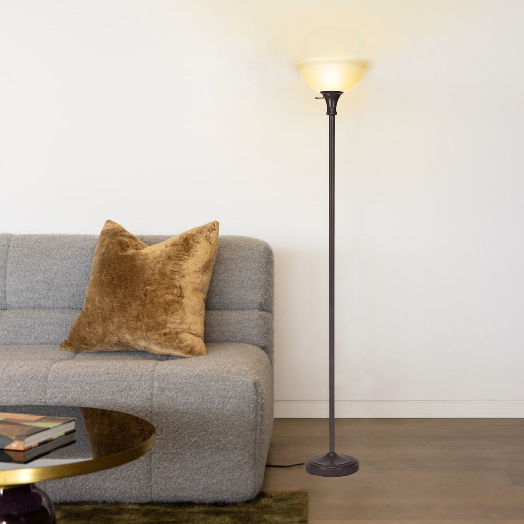 Cozylumi™ HonoDing 72-inch Floor Lamp with Frosted White Glass Shade in Vintage Art
