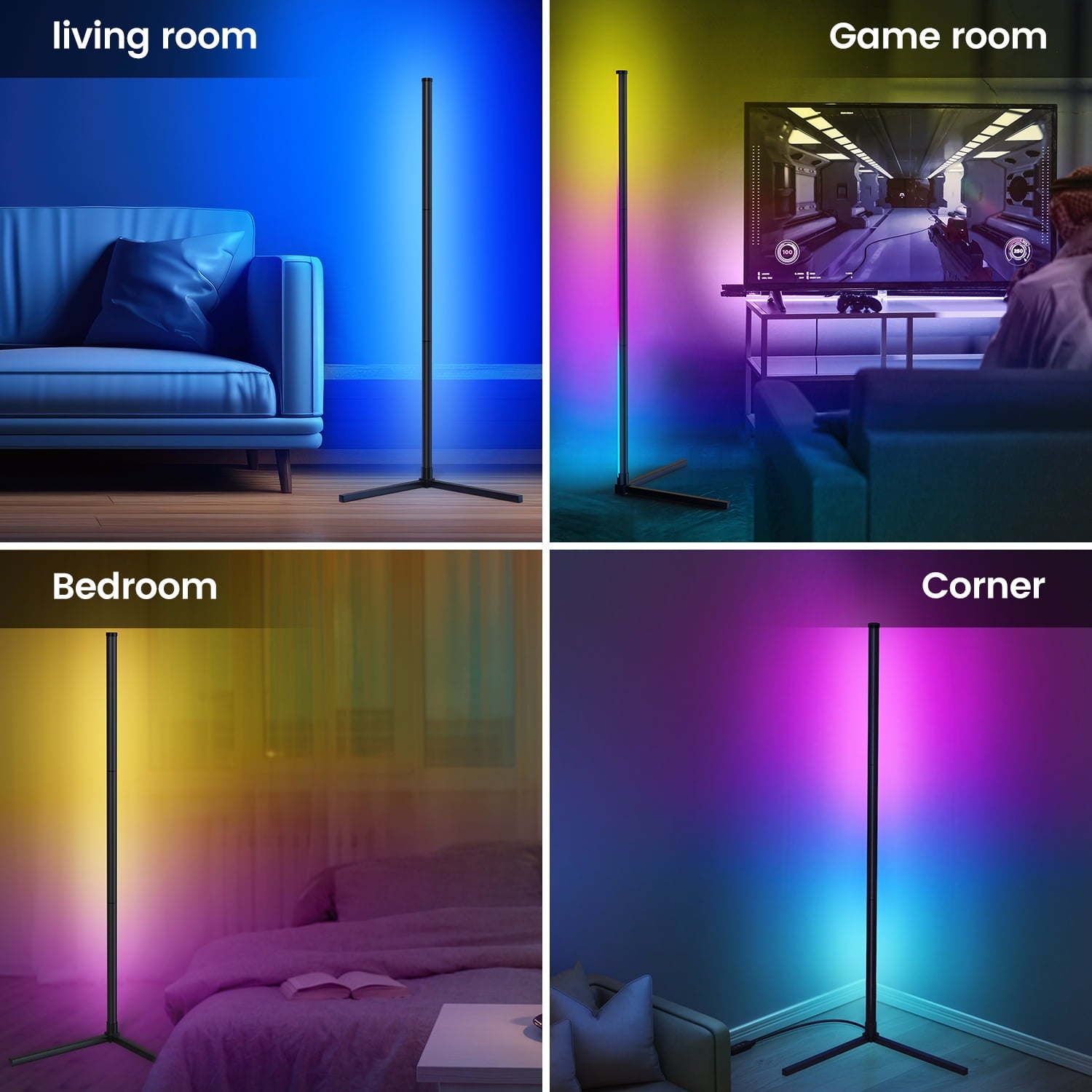 Cozylumi™ New Bee 49" RGB Corner Floor Lamps, Color Changing LED Lights for Home Bar