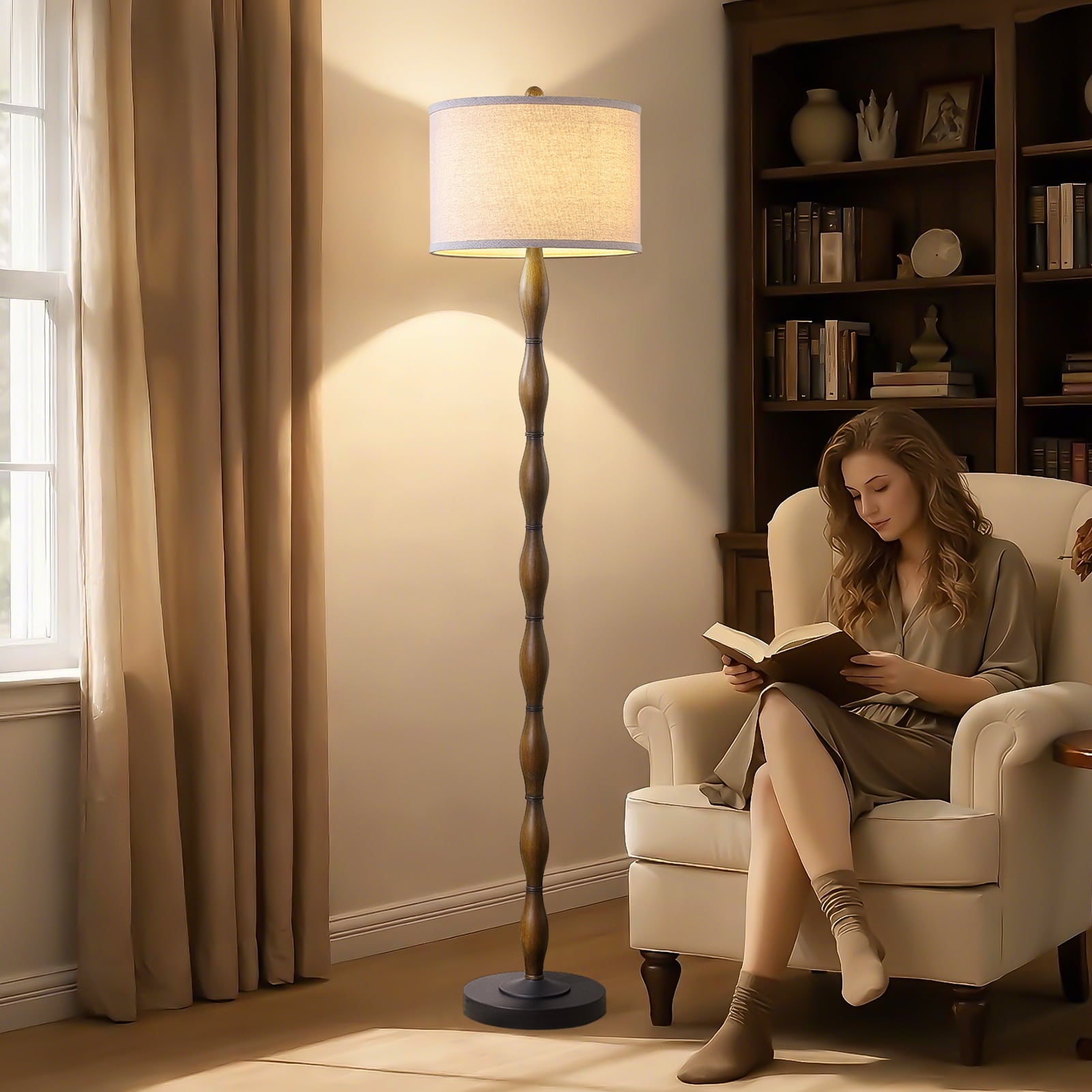 Cozylumi™ JUJUYUYOP 62" Farmhouse-Style Living room Floor Lamp with a Rotary Switch