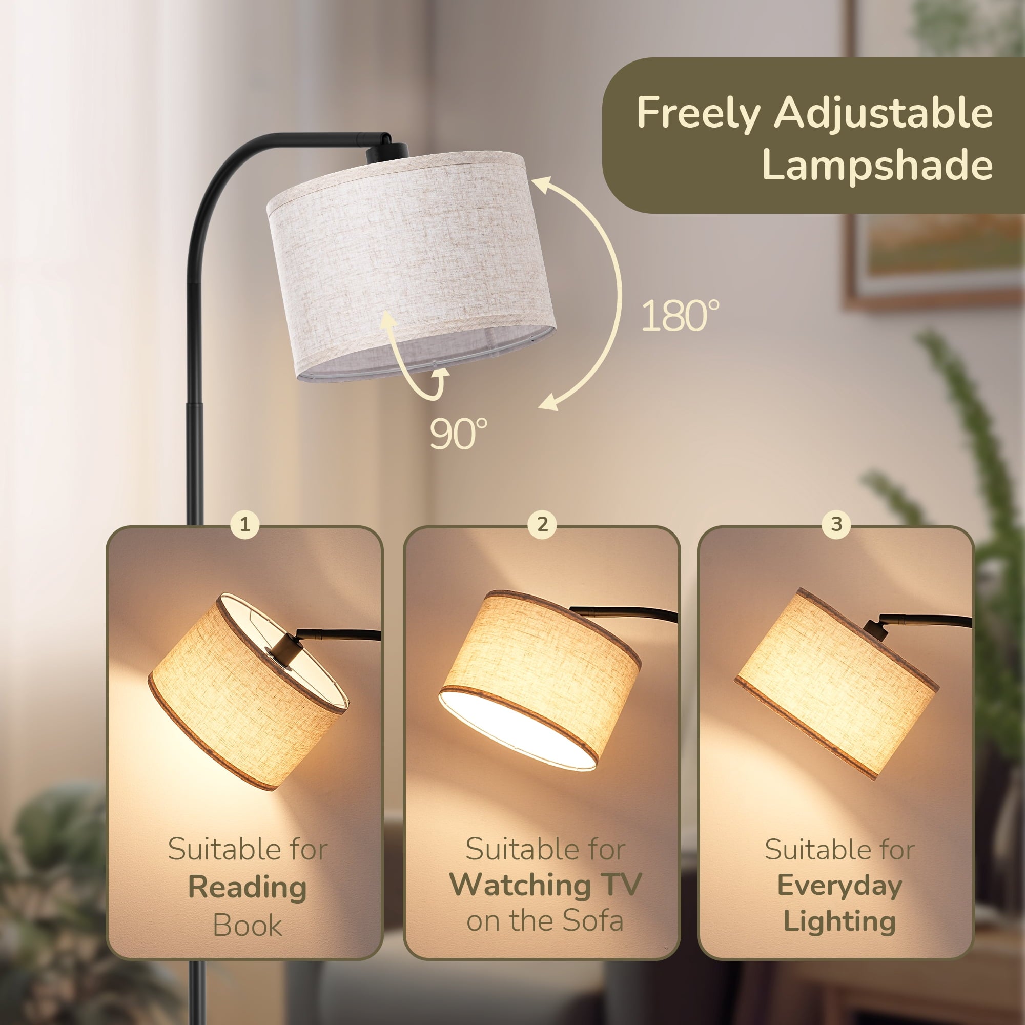 Cozylumi™ DEWENWILS 63.4in Modern Floor Lamps with Remote for Living Room, Adjustable