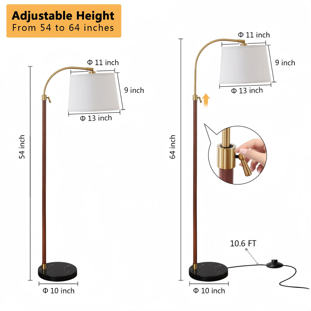 Cozylumi™ RORIA 64 Modern Floor Lamp, Height Adjustable Curved Standing Lamp,for