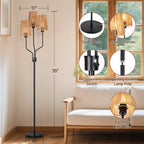 Cozylumi™ Rattan Floor Lamp, Floor Lamps for Living Room with 3 Tier Dimmable Lighting