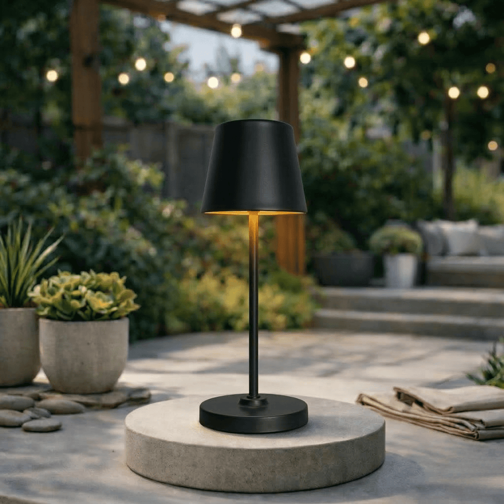 Cozylumi™ 14 Inch Rechargeable Color-Changing Table Lamp, Black, Indoor/Outdoor