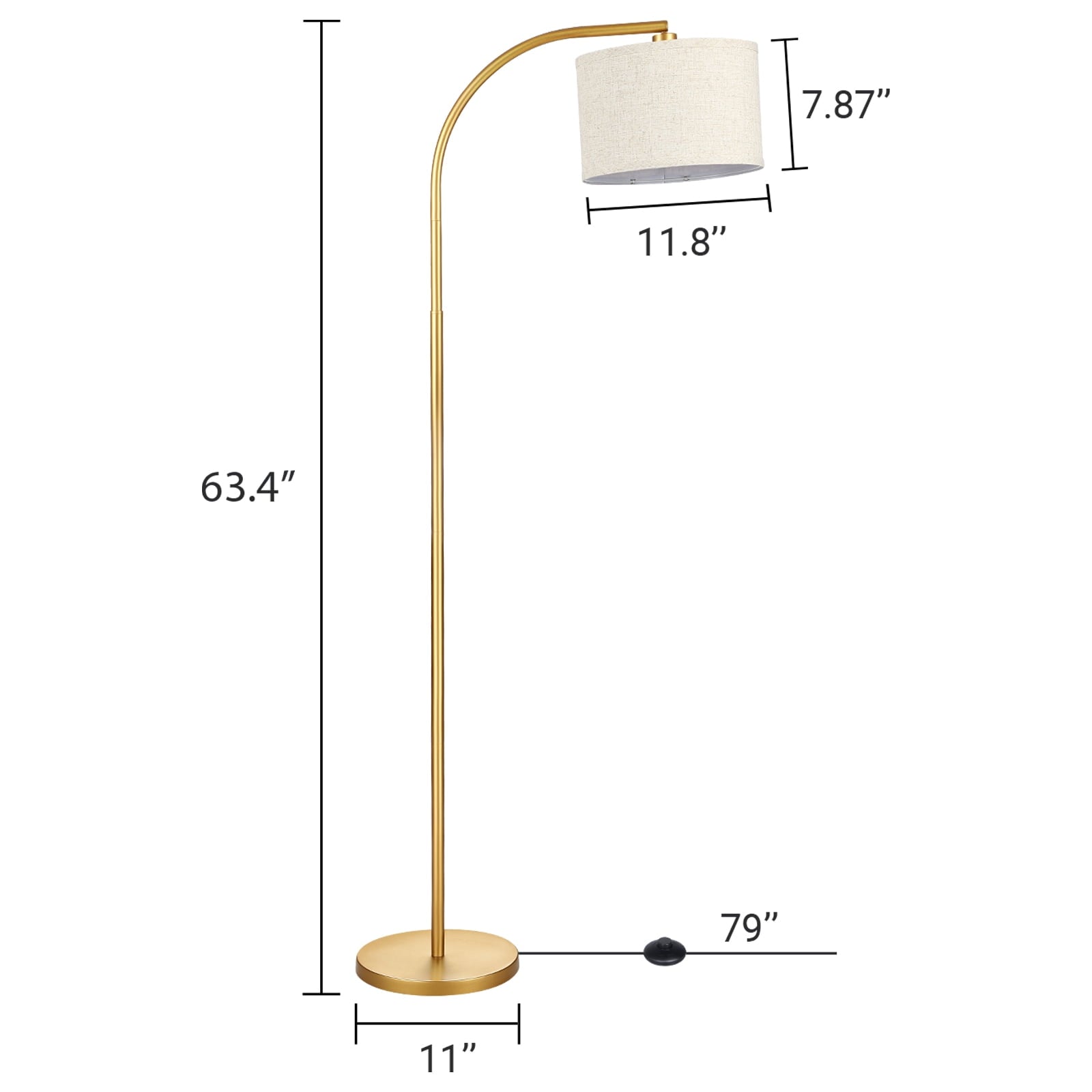 Cozylumi™ DEWENWILS 63.4-Inch Modern Arc Gold Floor Lamps for Living Room, Metal