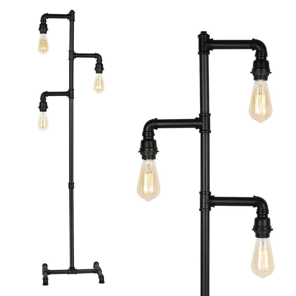 Cozylumi™ Industrial Tree Floor Lamp with 3 Adjustable Rotating Lights, E26 Edison Bulb