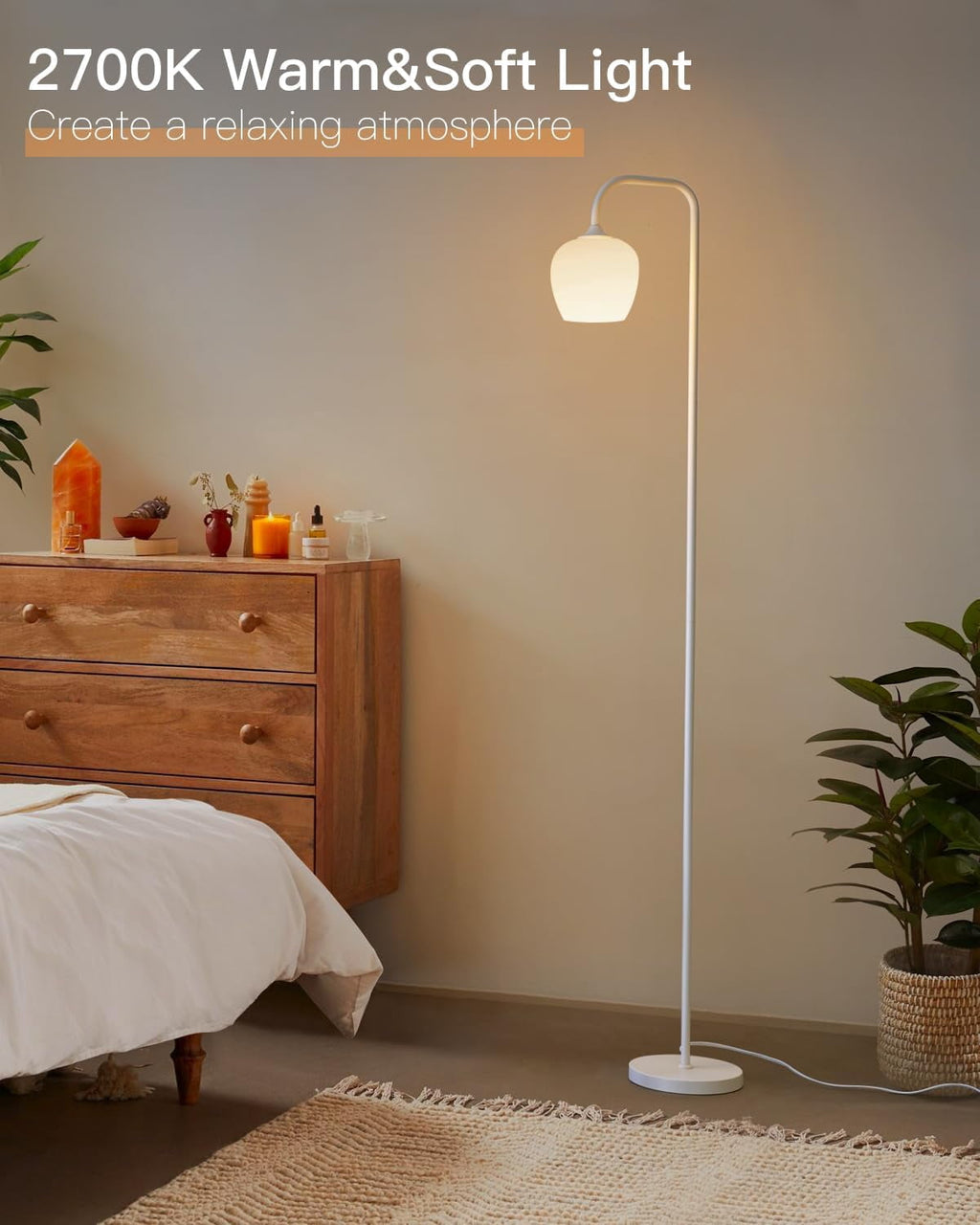 Cozylumi™ ONEWISH 65" Floor Lamp for Living Room, Modern Standing Lamp with Opal Glass