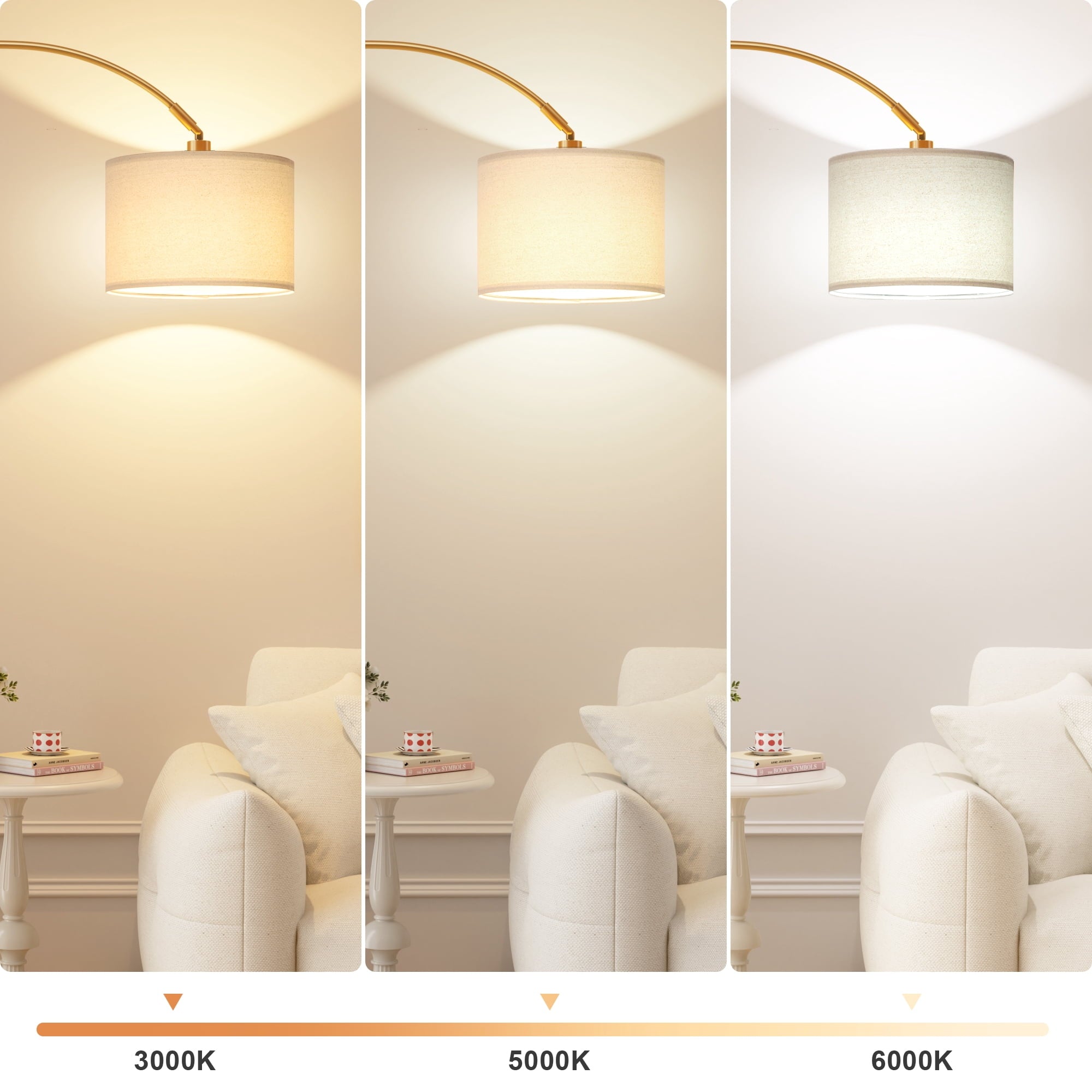 Cozylumi™ NiteLoom 70" Gold Arc Floor Lamps for Living Room, Remote Dimmable Tall