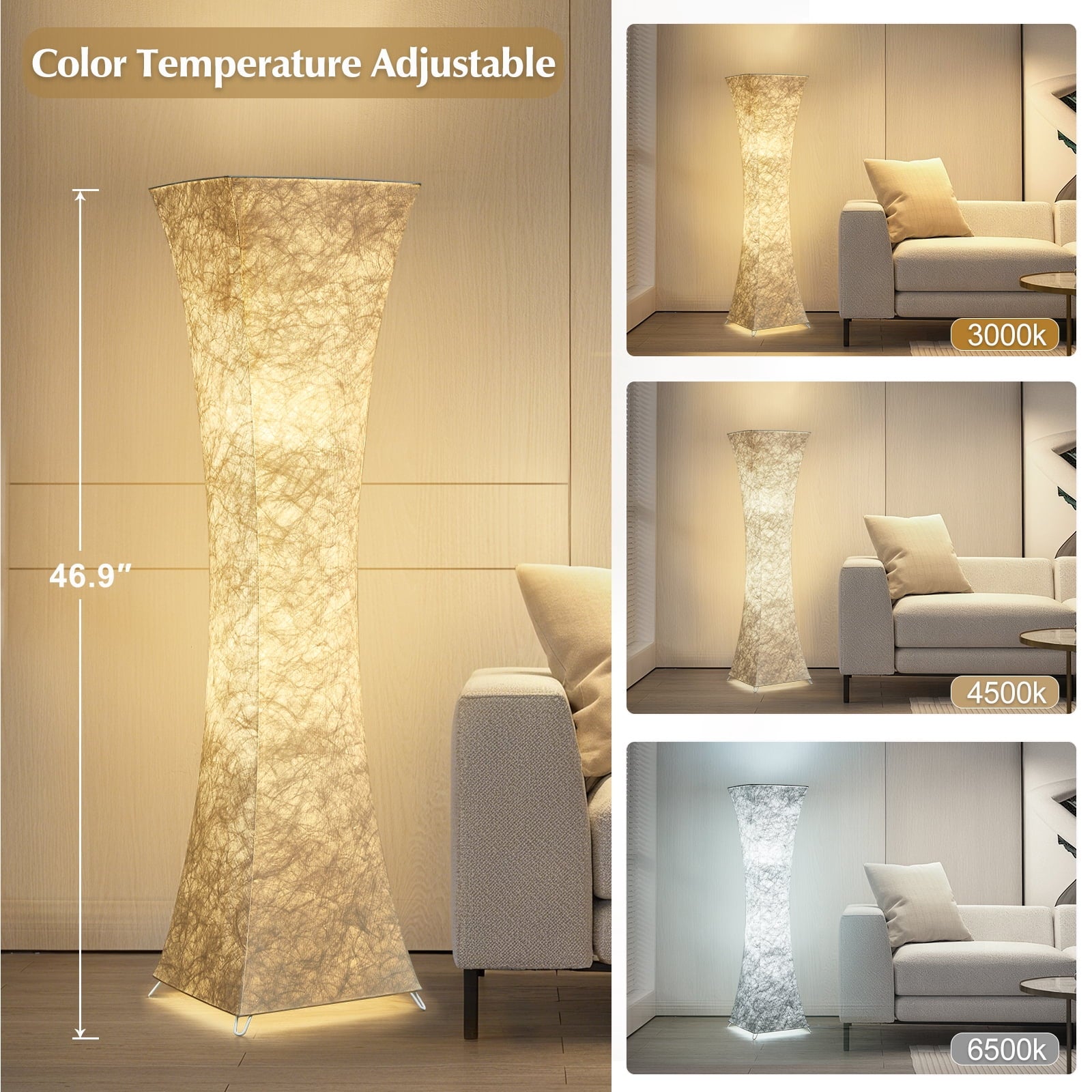 Cozylumi™ Floor Lamp for Living Room, 47 Adjustable Color Temperature Standing Corner