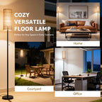 Cozylumi™ Coliware 63 Rattan Floor Lamp, Black Modern Standing Lamp with Pull Chain