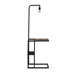 Cozylumi™ 54" Matte Black Metal Floor Lamp with Faux Wood Table and Magazine Rack