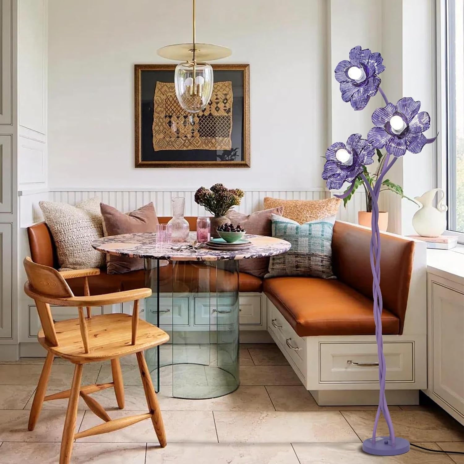 Cozylumi™ Vintage Flower Floor Lamp for Girls' Bedroom, Cute 3 Heads Floor Reading