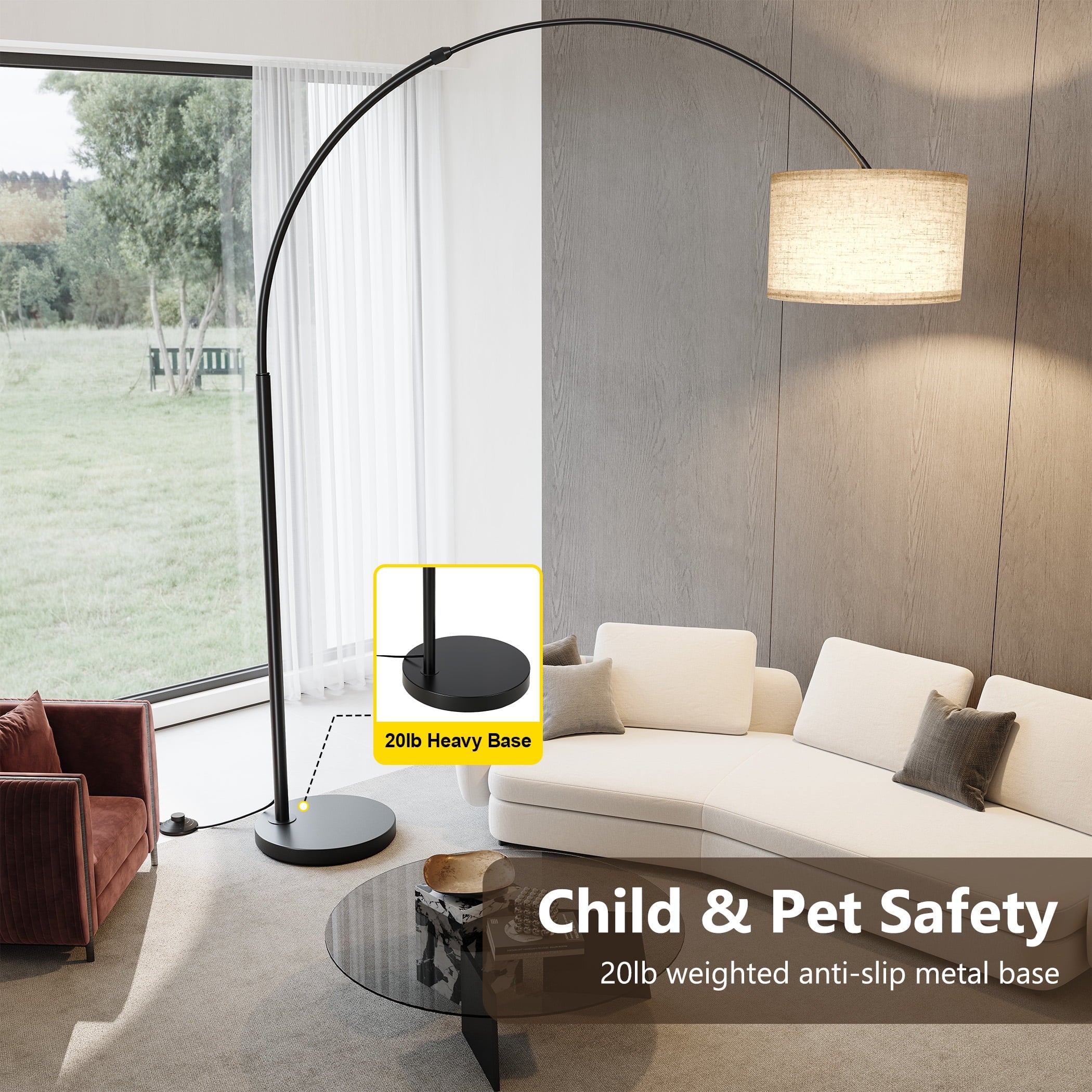 Cozylumi™ 82" Tall Floor Lamps for Living Room, Remote Control Large Arc Floor Lamp