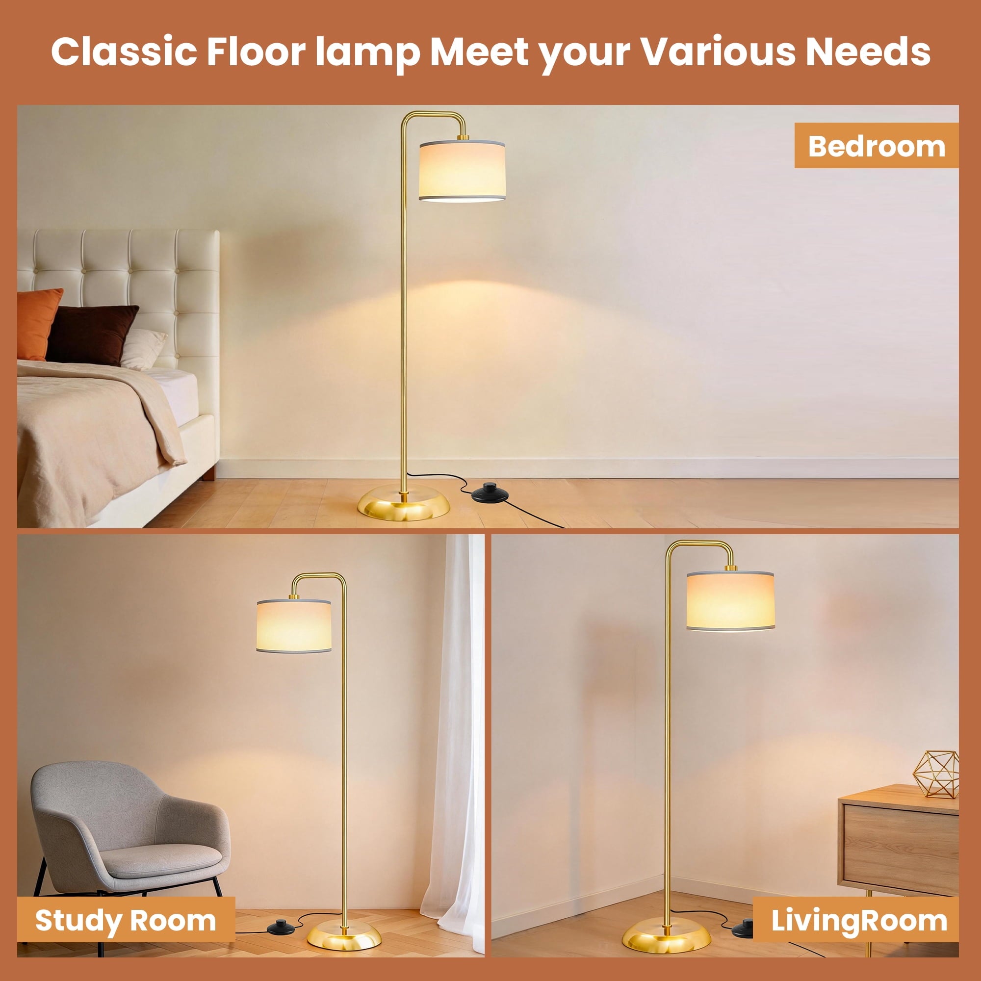 Cozylumi™ Floor Lamp for Living Room, Tall Standing Lamp with 3 Color Temperatures, 850