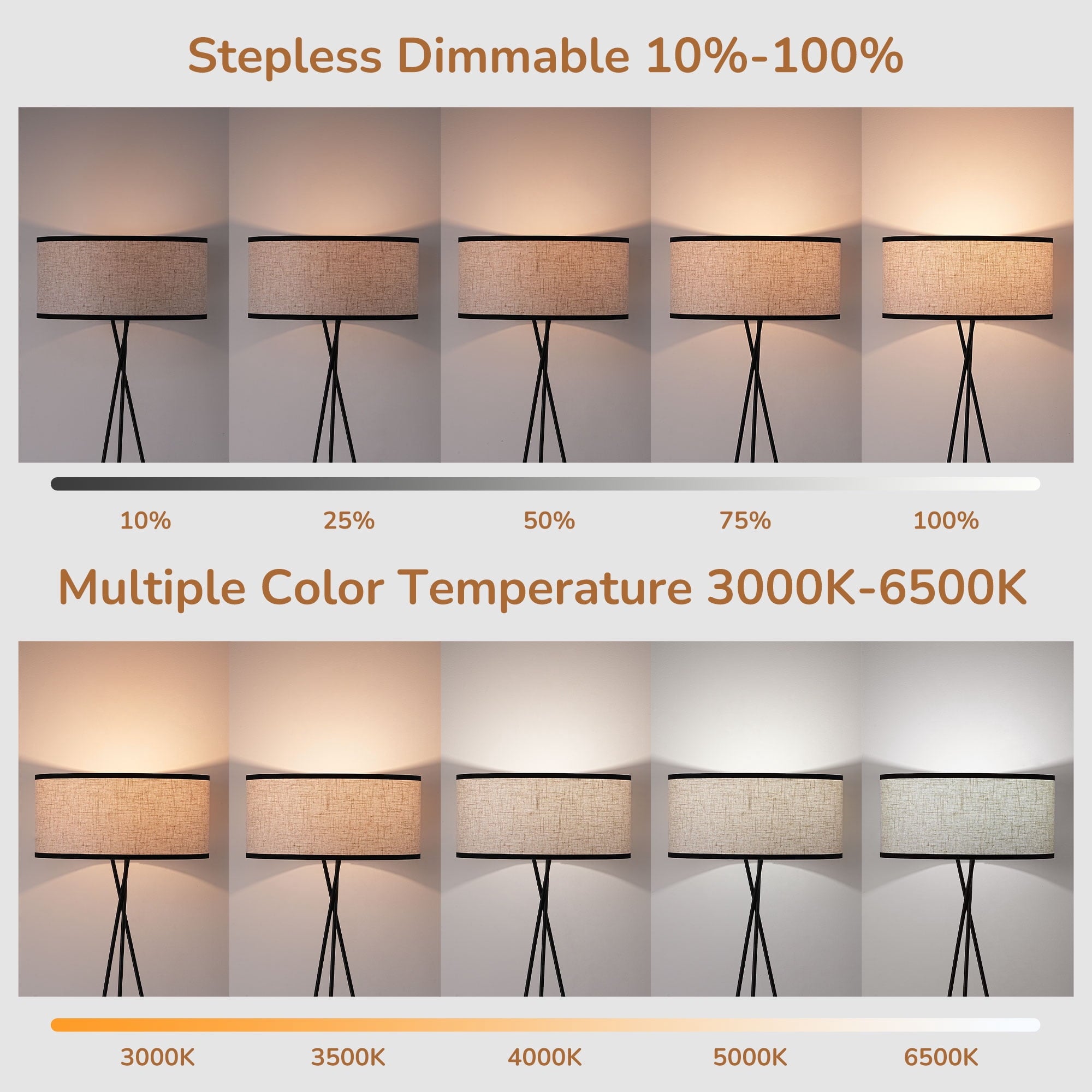 Cozylumi™ 66.9in Tripod Floor Lamps with Remote, Includes RGB Light Bulb, LED Modern