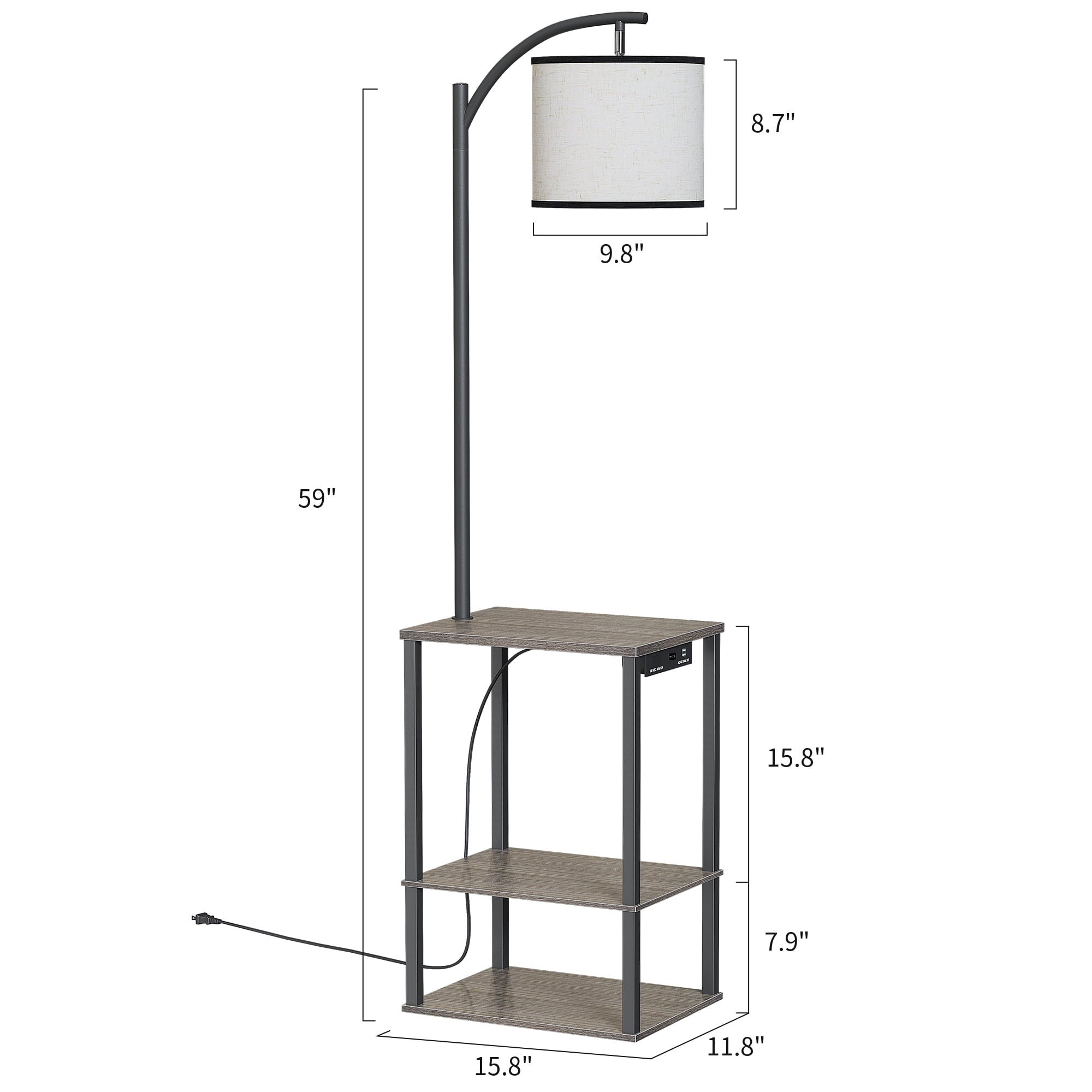 Cozylumi™ Floor Lamp with Table Lamps for Living Room with Charging Station USB & AC