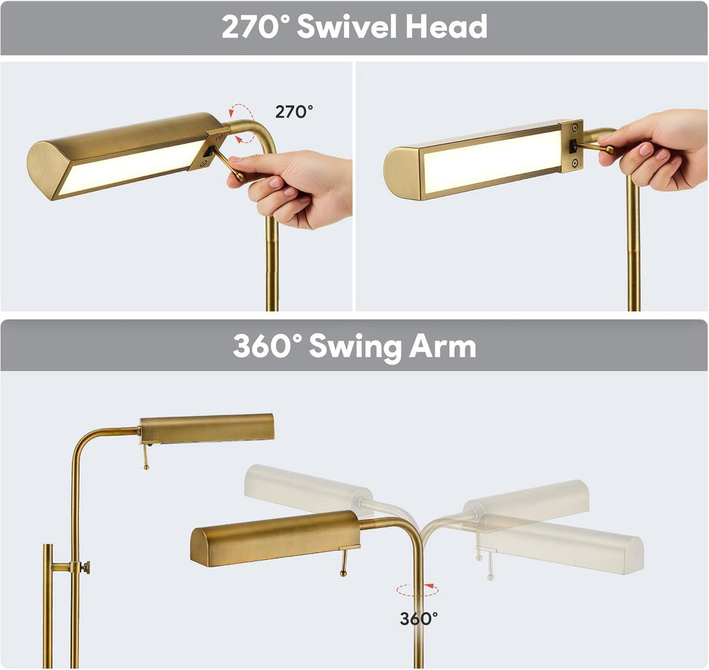 Cozylumi™ Lumadin 52/72 Modern Adjustable 1-Light Modern Adjustable Brass Floor Lamp