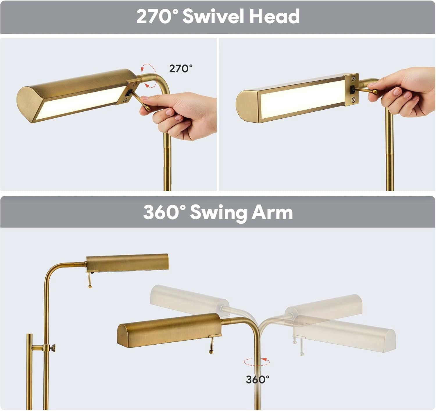 Cozylumi™ Lumadin 52/72 Modern Adjustable 1-Light Modern Adjustable Brass Floor Lamp