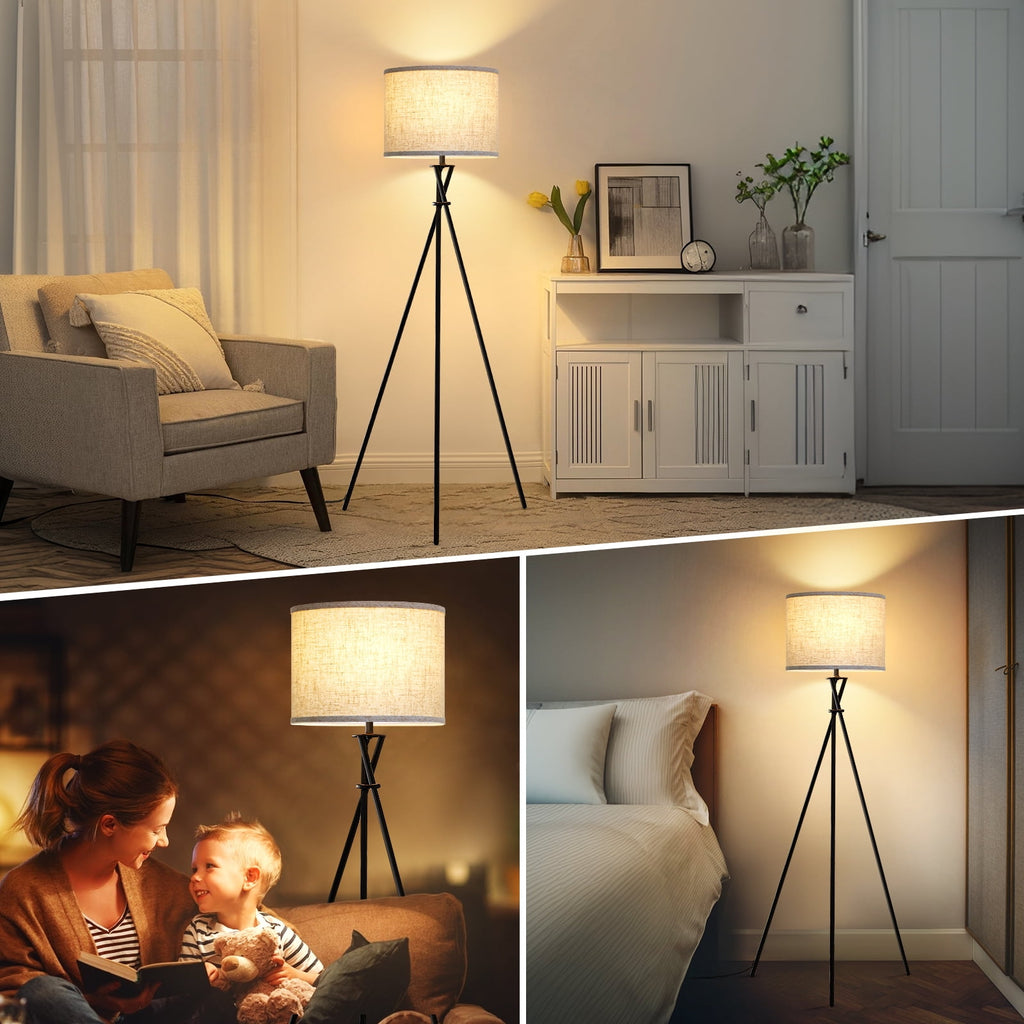 Cozylumi™ Black Tripod Floor Lamp, Mid Century Standing Lamp for Living Room,61" Tall