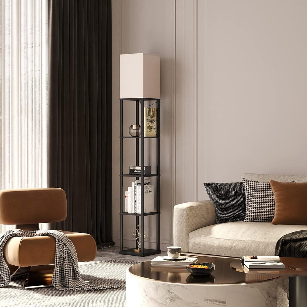 Cozylumi™ Foukus 63" Floor Lamp with Shelves: Lamp for Living Room with 3 Adjustable